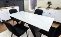 Set Masă Living Extensibilă KJT417 Albă cu 4 Scaune KJC176 Negre 7