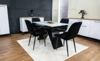 Set Masă Living Extensibilă KJT417 Albă cu 4 Scaune KJC176 Negre 4