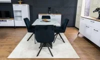 Set Masă Living Extensibilă KJT417 Albă cu 4 Scaune KJC356 Negre 3