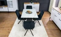 Set Masă Living Extensibilă KJT417 Albă cu 4 Scaune KJC356 Negre 4