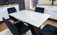 Set Masă Living Extensibilă KJT417 Albă cu 4 Scaune KJC356 Negre 5
