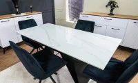 Set Masă Living Extensibilă KJT417 Albă cu 4 Scaune KJC356 Negre 7