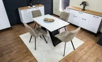 Set Masă Living Extensibilă KJT417 Albă cu 4 Scaune DCM1801CF Maro 1