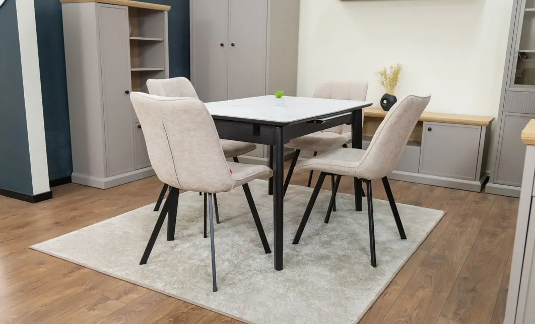 Set Masă Living Extensibilă KJT4711-1 Alb cu 4 Scaune DCM1801CF Bej 5