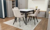Set Masă Living Extensibilă KJT4711-1 Alb cu 4 Scaune DCM1801CF Bej 5