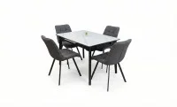 Set Masă Living Extensibilă KJT4711-1 Alb cu 4 Scaune DCM1801CF Gri 2