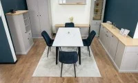 Set Masă Living Extensibilă KJT4711-1 Alb cu 4 Scaune KJC176 Negre 8