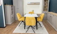 Set Masă Living Extensibilă KJT4711-1 Alb cu 4 Scaune Tapițate KJC4347 Galbene 4