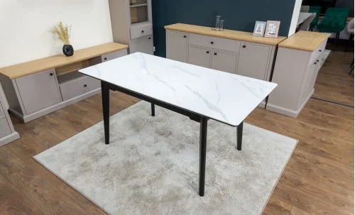 Set Masă Living Extensibilă KJT4711-1 Alb cu 4 Scaune DCM1801CF Gri