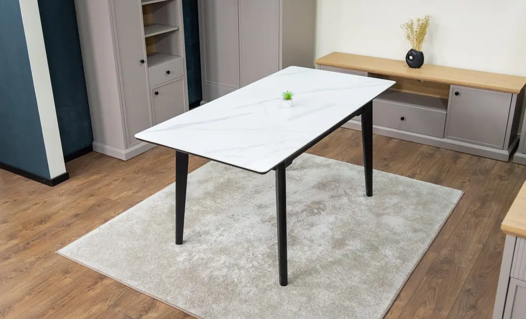 Set Masă Living Extensibilă KJT4711-1 Alb cu 4 Scaune KJC5341 Maro 4