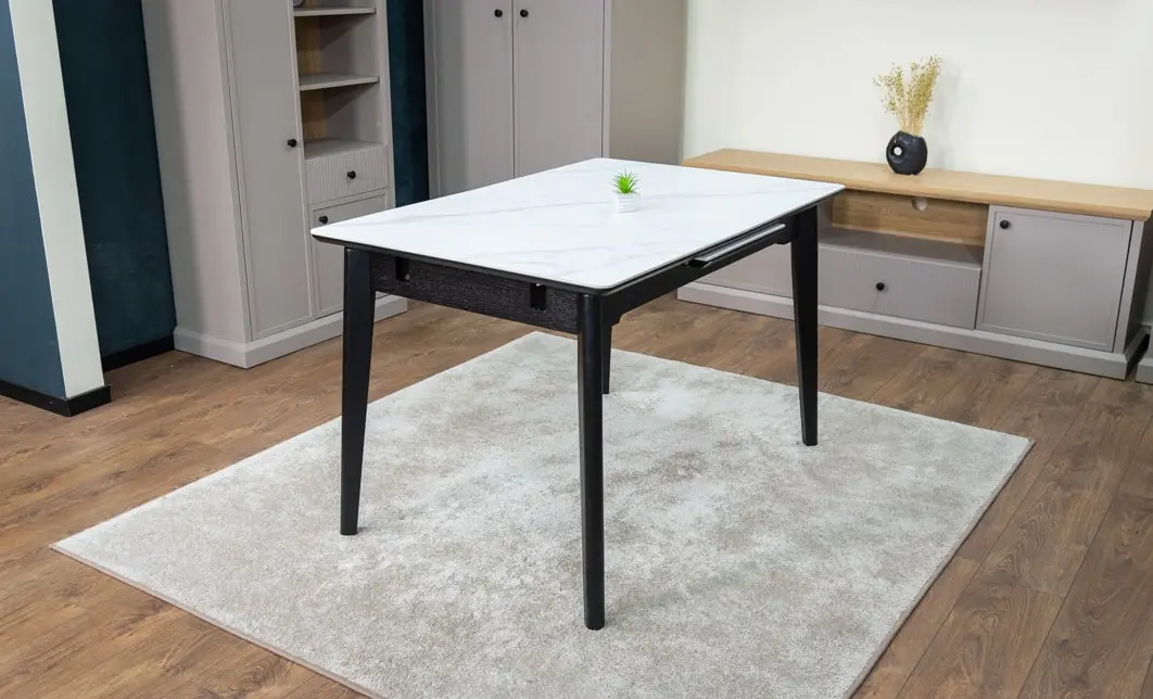 Set Masă Living Extensibilă KJT4711-1 Alb cu 4 Scaune KJC5341 Maro 3