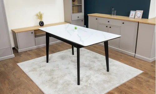 Set Masă Living Extensibilă KJT4711-1 Alb cu 4 Scaune DCM1801CF Gri