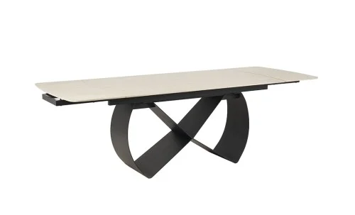 Set Masă Living Extensibilă Blat Ceramic KJT4714 cu 6 Scaune Living Rotative DCM0112 Bej