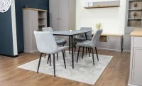 Set Masă Living Extensibilă KJT546 Gri cu 4 Scaune Tapițate KJC0357 Gri 3