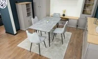 Set Masă Living Extensibilă KJT546 Gri cu 4 Scaune Tapițate KJC0358 Gri 6