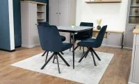 Set Masă Living Extensibilă KJT546 Gri cu 4 Scaune Tapițate KJC356 Negre