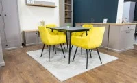Set Masă Living Extensibilă KJT546 Gri cu 4 Scaune Tapițate KJC38 Galbene 8