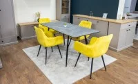 Set Masă Living Extensibilă KJT546 Gri cu 4 Scaune Tapițate KJC38 Galbene 2