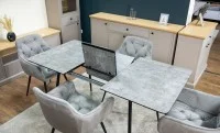 Set Masă Living Extensibilă KJT546 Gri cu 4 Scaune Tapițate KJC38 Gri