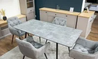 Set Masă Living Extensibilă KJT546 Gri cu 4 Scaune Tapițate KJC38 Gri