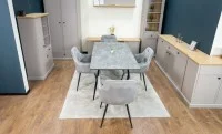 Set Masă Living Extensibilă KJT546 Gri cu 4 Scaune Tapițate KJC38 Gri 9