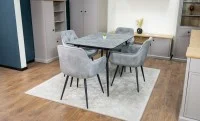 Set Masă Living Extensibilă KJT546 Gri cu 4 Scaune Tapițate KJC38 Gri 3