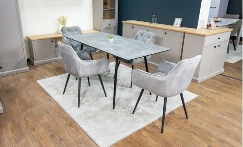 Set Masă Living Extensibilă KJT546 Gri cu 4 Scaune Tapițate KJC38 Gri