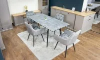Set Masă Living Extensibilă KJT546 Gri cu 4 Scaune Tapițate KJC38 Gri 8