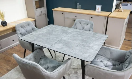 Set Masă Living Extensibilă KJT546 Gri cu 4 Scaune Tapițate KJC38 Gri