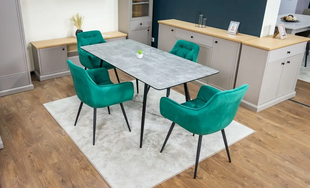 Set Masă Living Extensibilă KJT546 Gri cu 4 Scaune Tapițate KJC38 Verzi 8