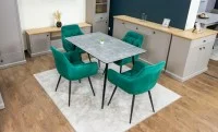 Set Masă Living Extensibilă KJT546 Gri cu 4 Scaune Tapițate KJC38 Verzi 10