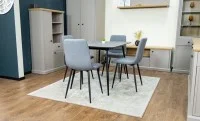 Set Masă Living Extensibilă KJT546 Gri cu 4 Scaune Tapițate KJC5341 Gri 3