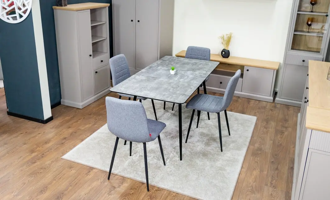 Set Masă Living Extensibilă KJT546 Gri cu 4 Scaune Tapițate KJC5341 Gri 5