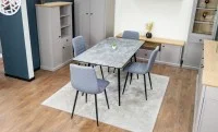 Set Masă Living Extensibilă KJT546 Gri cu 4 Scaune Tapițate KJC5341 Gri 5