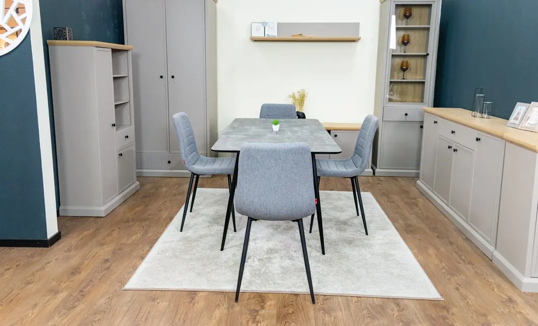 Set Masă Living Extensibilă KJT546 Gri cu 4 Scaune Tapițate KJC5341 Gri 6