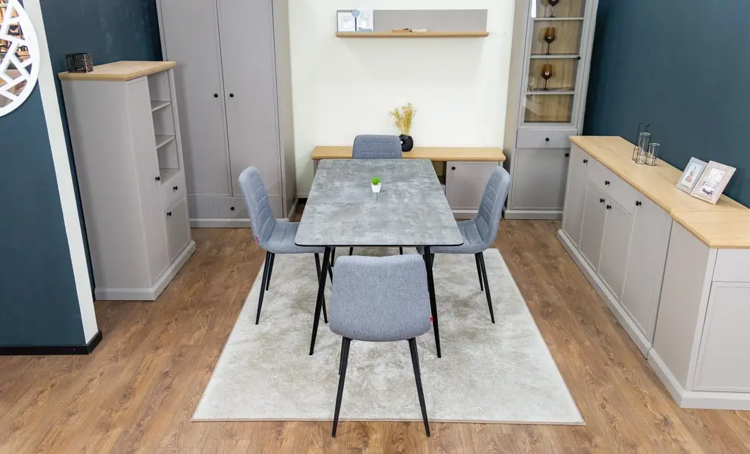 Set Masă Living Extensibilă KJT546 Gri cu 4 Scaune Tapițate KJC5341 Gri 7