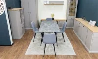 Set Masă Living Extensibilă KJT546 Gri cu 4 Scaune Tapițate KJC5341 Gri 7