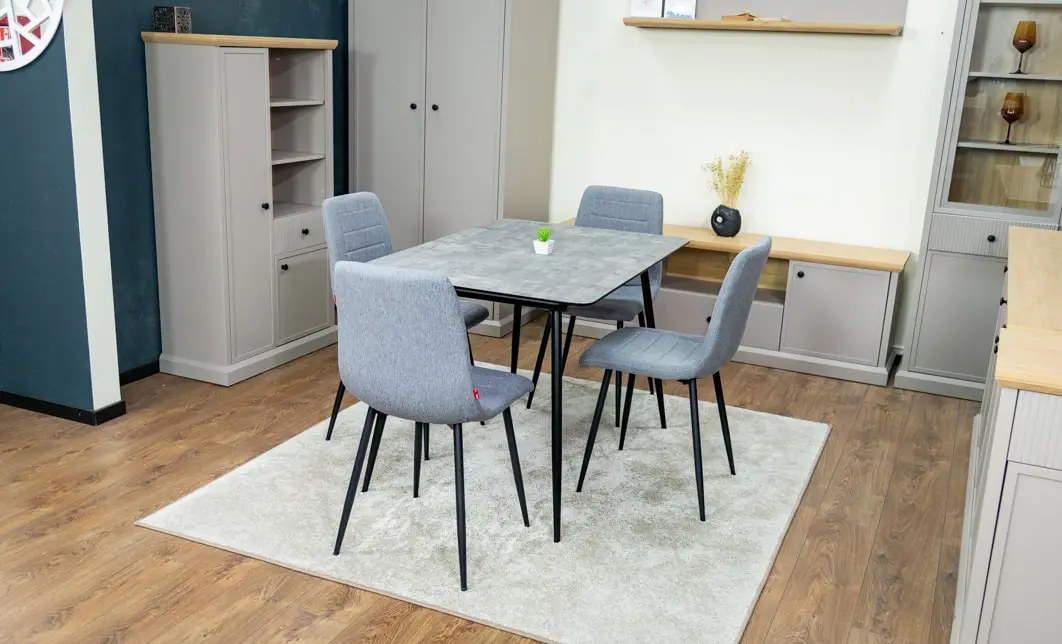 Set Masă Living Extensibilă KJT546 Gri cu 4 Scaune Tapițate KJC5341 Gri 10