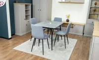 Set Masă Living Extensibilă KJT546 Gri cu 4 Scaune Tapițate KJC5341 Gri 10