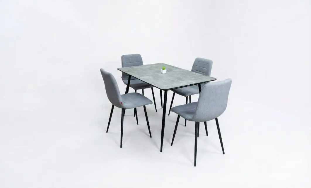 Set Masă Living Extensibilă KJT546 Gri cu 4 Scaune Tapițate KJC5341 Gri 1