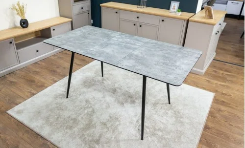 Set Masă Living Extensibilă KJT546 Gri cu 4 Scaune Tapițate KJC0358 Negre