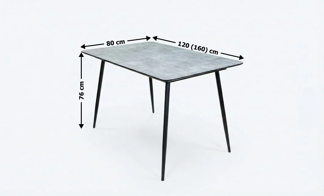 Set Masă Living Extensibilă KJT546 Gri cu 4 Scaune Tapițate KJC356 Negre