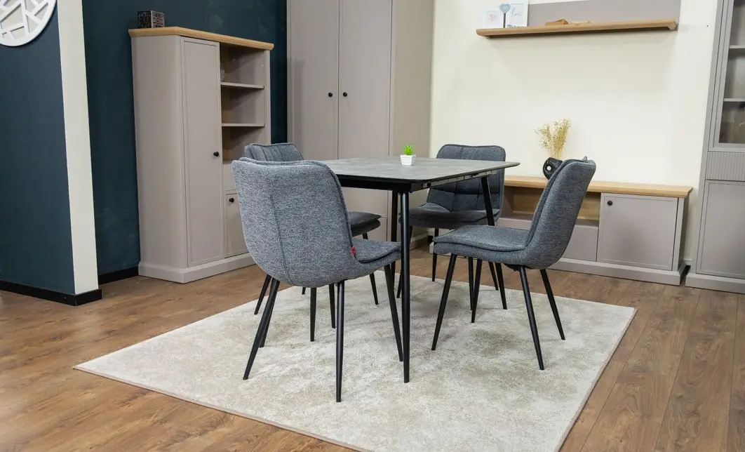 Set Masă Living Extensibilă KJT546 Gri cu 4 Scaune Tapițate DCM2001AF Gri 3