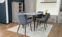 Set Masă Living Extensibilă KJT546 Gri cu 4 Scaune Tapițate DCM2001AF Gri 4