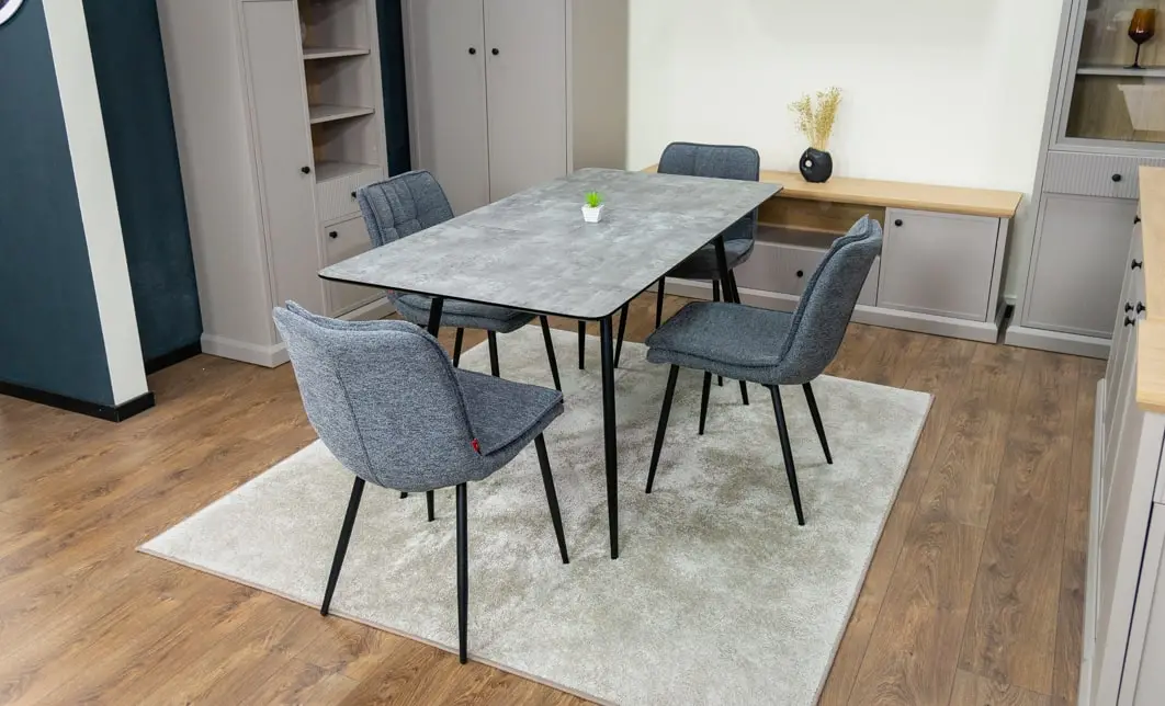 Set Masă Living Extensibilă KJT546 Gri cu 4 Scaune Tapițate DCM2001AF Gri 5