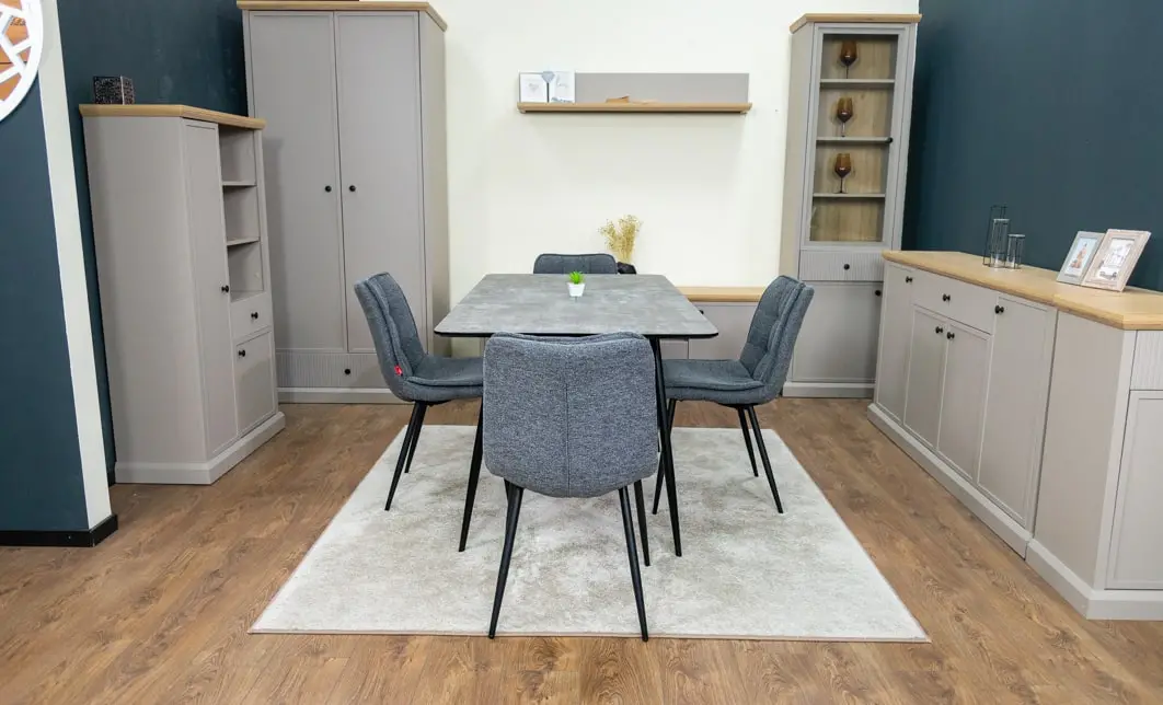 Set Masă Living Extensibilă KJT546 Gri cu 4 Scaune Tapițate DCM2001AF Gri 6