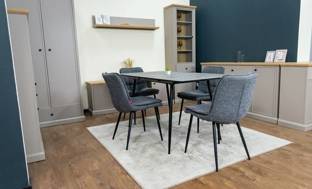 Set Masă Living Extensibilă KJT546 Gri cu 4 Scaune Tapițate DCM2001AF Gri 8