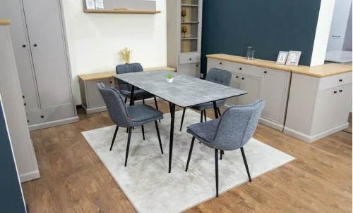Set Masă Living Extensibilă KJT546 Gri cu 4 Scaune Tapițate DCM2001AF Gri