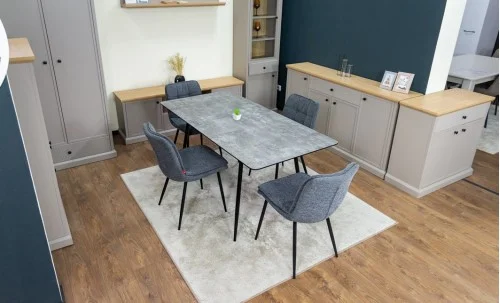Set Masă Living Extensibilă KJT546 Gri cu 4 Scaune Tapițate DCM2001AF Gri