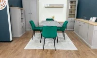 Set Masă Living Extensibilă KJT546 Gri cu 4 Scaune Tapițate KJC0357 Verzi 7